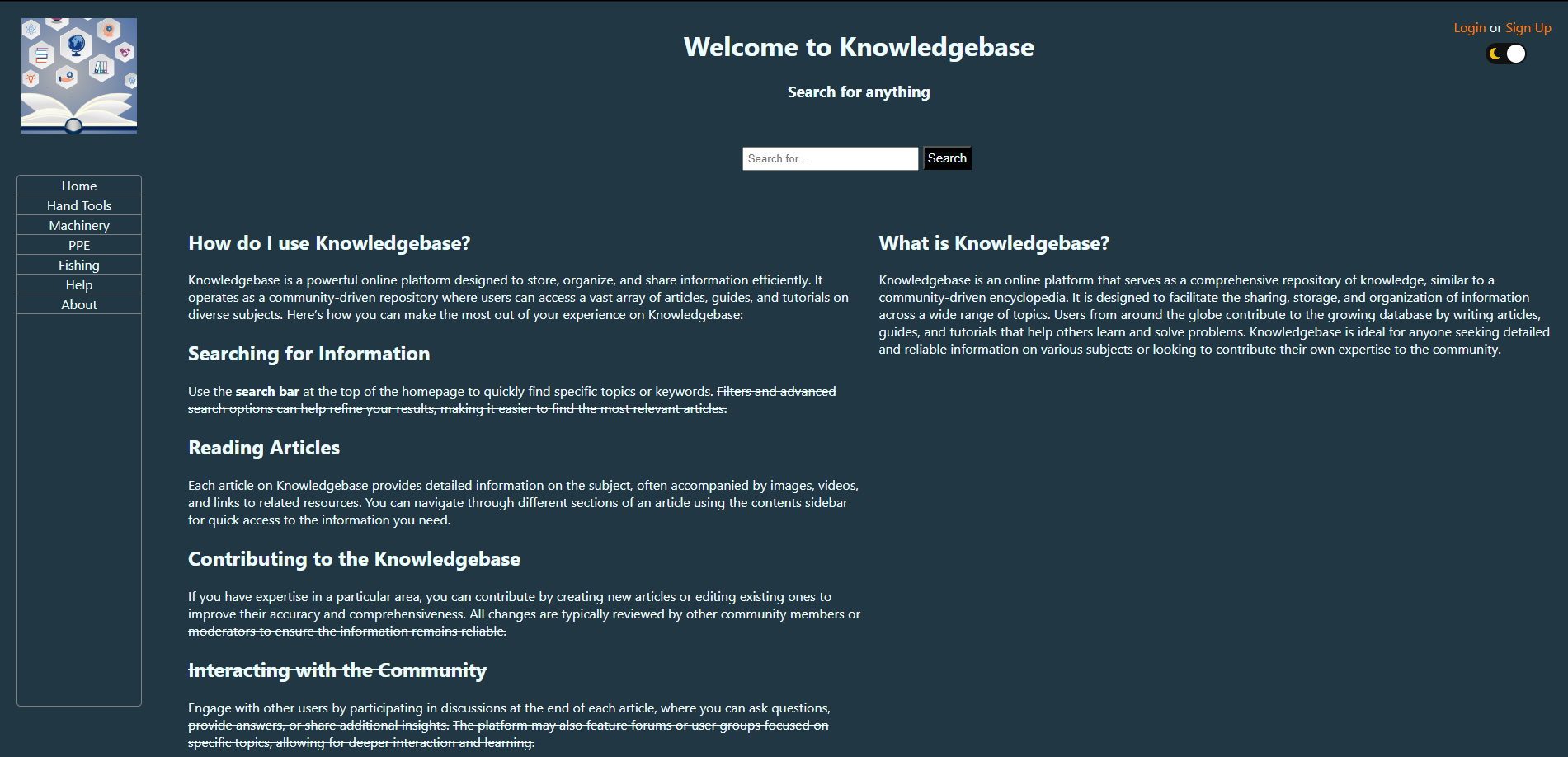 Knowledgebase Website Screenshot